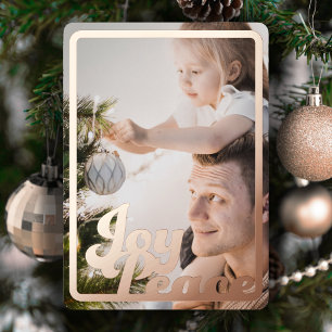 Carte De Vœux En Aluminium Cadeau de Noël Joie Paix en Or Rose
