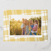 Carte De Vœux En Aluminium Cadre à carreaux simple blanc et or (Recto)