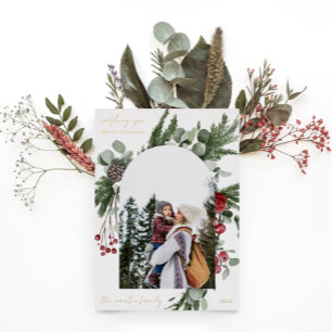 Carte De Vœux En Aluminium Cadre de botanique hivernale Deux Photo Noël