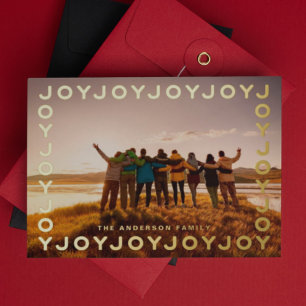 Carte De Vœux En Aluminium Cadre JOIE JOIE JOIE en Or PHOTO Noël