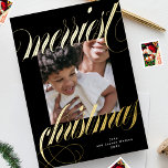 Carte De Vœux En Aluminium cadre noir noël or calligraphie une photo<br><div class="desc">💌 Partagez l'amour et répandez la joie des vacances avec ma carte de voeux soigneusement conçue. Cette carte est une toile de fond pour vos souhaits de vacances à vos amis, famille et collèges. J'ai décoré les motifs captivants et cela a défini toute ma collection de vacances. J'espère que vous...</div>