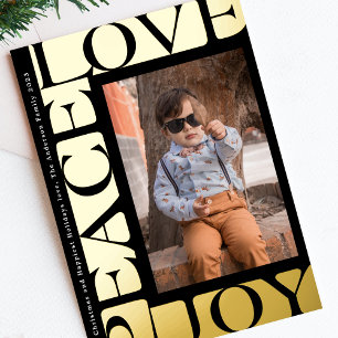 Carte De Vœux En Aluminium cadre onyx photo LOVE PAIX JOIE coloré