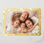 Carte De Vœux En Aluminium cadre or classique Merriest Christmas One Photo (Recto)