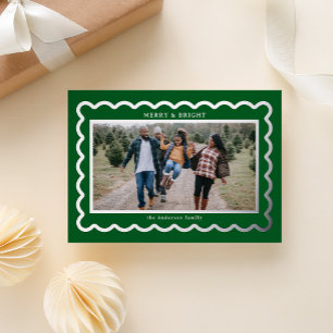 Carte De Vœux En Aluminium Cadre photo à coquille Prépa argent et vert foncé