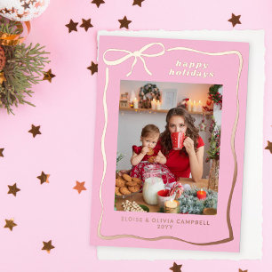 Carte De Vœux En Aluminium Cadre photo d'arc Bow fantaisiste rose dessiné à l