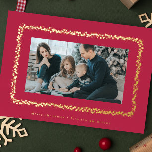 Carte De Vœux En Aluminium cadre photo de Noël magenta rouge moderne