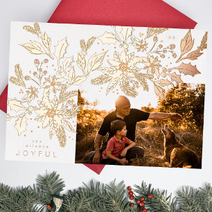 Carte De Vœux En Aluminium Cadre photo en OR ROSE Vintage Noël Botanique