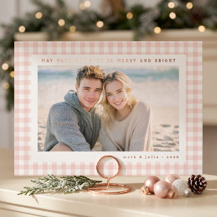 Carte De Vœux En Aluminium Cadre photo en vichy rose