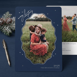 Carte De Vœux En Aluminium Cadre photo festif Coquille Saint-Jacques Navy