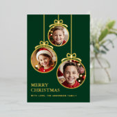 Carte De Vœux En Aluminium Cadre photo Festive Baubles À feuillage persistant (Debout devant)