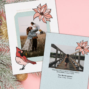 Carte De Vœux En Aluminium Cadre photo géométrique Cardinal de Noël