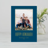 Carte De Vœux En Aluminium Cadre photo moderne Blue Happy Hanoukka (Debout devant)