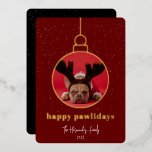 Carte De Vœux En Aluminium Cadre photo ornemental<br><div class="desc">Cadre de l'ornement de l'huile d'or Festive,  carte photo de vacances. Caractéristiques,  arrière - plans noirs et rouge foncé avec espace modèle pour votre message de vacances personnel.</div>