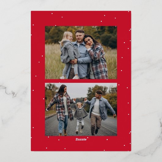 Carte De Vœux En Aluminium Cadre Wavy moderne Joyeux Noël 3 Photo (Verso)