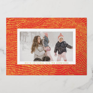 Carte De Vœux En Aluminium Cadres de Noël blanc rouge or moderne photo Happy