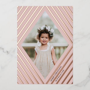 Carte De Vœux En Aluminium Cadres Diamond Stripes Photo Noël   Blush