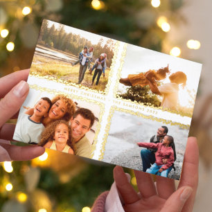 Carte De Vœux En Aluminium Cadres Gold Bokeh Joyeux Noël MULTI Photo