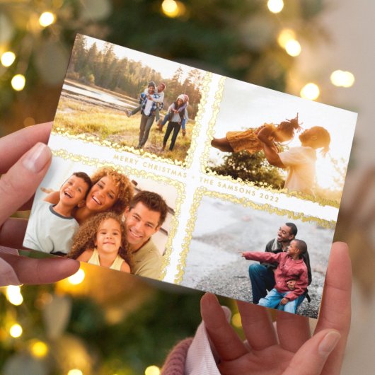 Carte De Vœux En Aluminium Cadres Gold Bokeh Joyeux Noël MULTI Photo