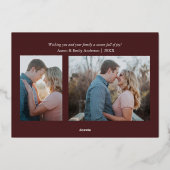 Carte De Vœux En Aluminium Cadres Red Plaid Noël Real Foil Photo (Verso)