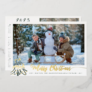 Carte De Vœux En Aluminium Calendrier photo de Noël élégant or 2023