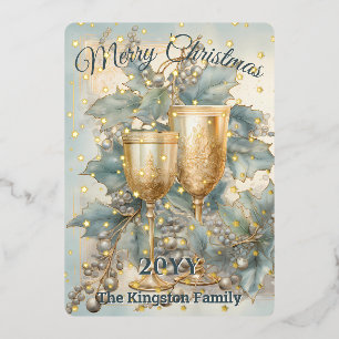 Carte De Vœux En Aluminium Calice d'Or de Noël
