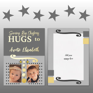 Carte De Vœux En Aluminium Câlins de Noël à tante ajouter des photos or gris