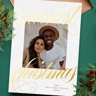 Carte De Vœux En Aluminium calligraphie de noël élégant