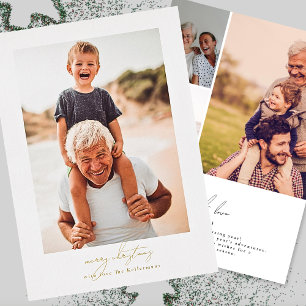 Carte De Vœux En Aluminium calligraphie joyeux noël famille multi photo