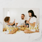 Carte De Vœux En Aluminium Calligraphie moderne audacieuse Happy Hanoukka Pho (Recto)