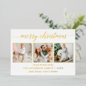 Carte De Vœux En Aluminium Calligraphie Noël 3 Photo Sage Vert Or (Debout devant)