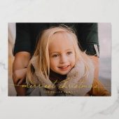 Carte De Vœux En Aluminium Calligraphie Script Trois Photo Joyeux Noël (Recto)