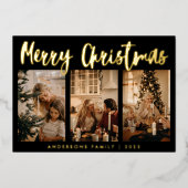 Carte De Vœux En Aluminium Calligraphie simple triée photo Noël (Recto)