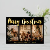 Carte De Vœux En Aluminium Calligraphie simple triée photo Noël (Debout devant)