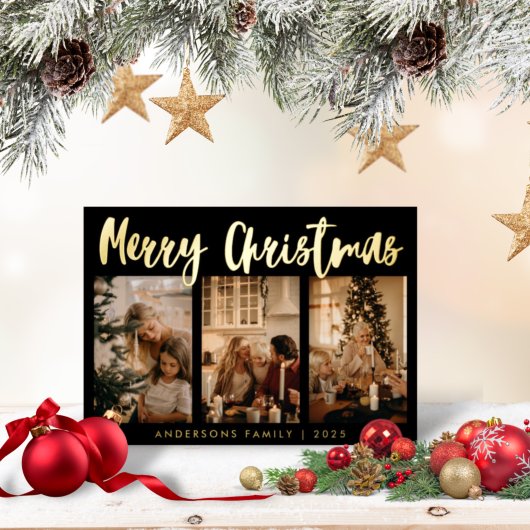 Carte De Vœux En Aluminium Calligraphie simple triée photo Noël