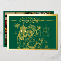 Camels, Manger, Joyeux Noël en Vert, Or