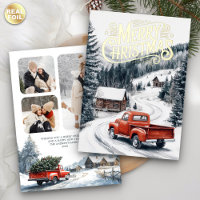Camion de Noël Rouge Vintage 3 Collage Photo Or
