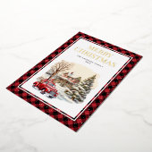 Carte De Vœux En Aluminium Camion rouge Joyeux Buffalo en or plaqué (Rotation)