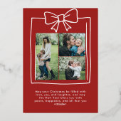 Carte De Vœux En Aluminium Canicule Noël 4 Photo Bow-Drawn Bow Ribbon (Verso)