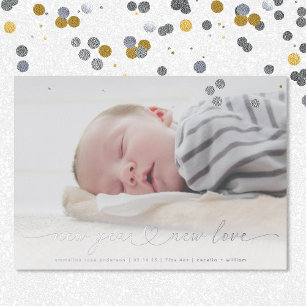 Carte De Vœux En Aluminium Carte d'annonce de naissance avec photo en feuille