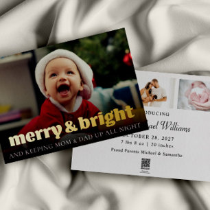 Carte De Vœux En Aluminium Carte de déclaration de naissance de Noël drôle en