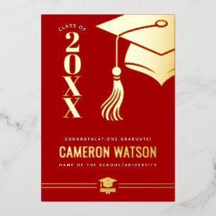 Carte De Vœux En Aluminium Carte de fin d'études en feuille d'aluminium avec