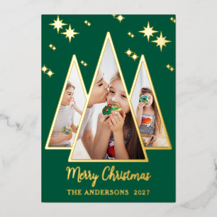 Carte De Vœux En Aluminium Carte de Noël arbre de Noël photo en feuille d'or