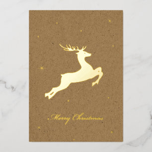 Carte De Vœux En Aluminium Carte de Noël Cerf en Feuille d'Aluminium
