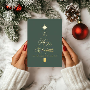 Carte De Vœux En Aluminium Carte de Noël en calligraphie avec arbre en feuill