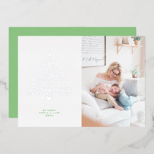 Carte De Vœux En Aluminium Carte de Noël en feuille d'arbre d'amour était né