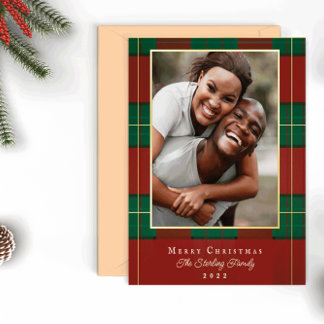 Carte De Vœux En Aluminium Carte de Noël en papier métallisé à carreaux de No