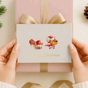 Carte De Vœux En Aluminium Carte de Noël joyeux en aluminium avec un renne mi