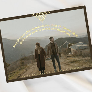 Carte De Vœux En Aluminium Carte de Noël moderne Boho avec étoile en feuille