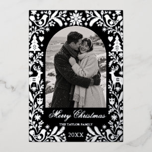 Carte De Vœux En Aluminium Carte de Noël scandinave de folklore en noir