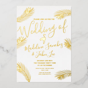 Carte De Vœux En Aluminium Carte d'invitation de mariage Flamingo Palm en r